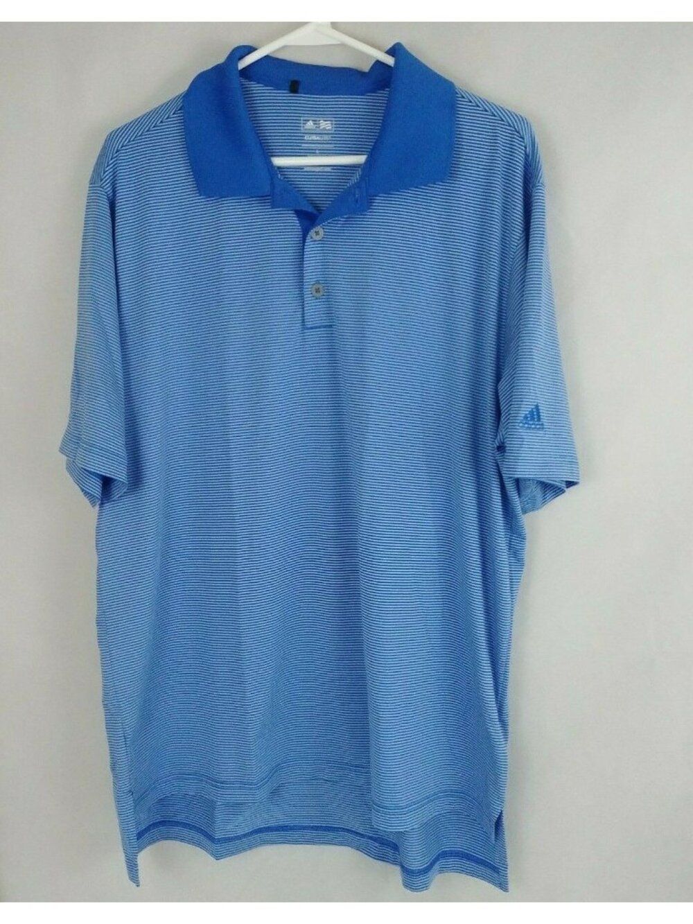 Adidas Climalite Stretch Men's Blue Striped Shirt Size Large